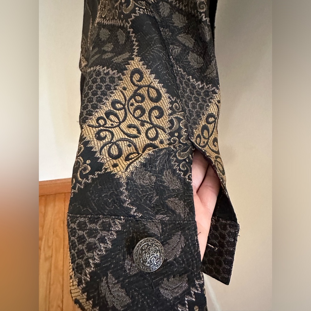 Ruby Rd Black Gold Light Jacket Patch Pattern.Met… - image 5